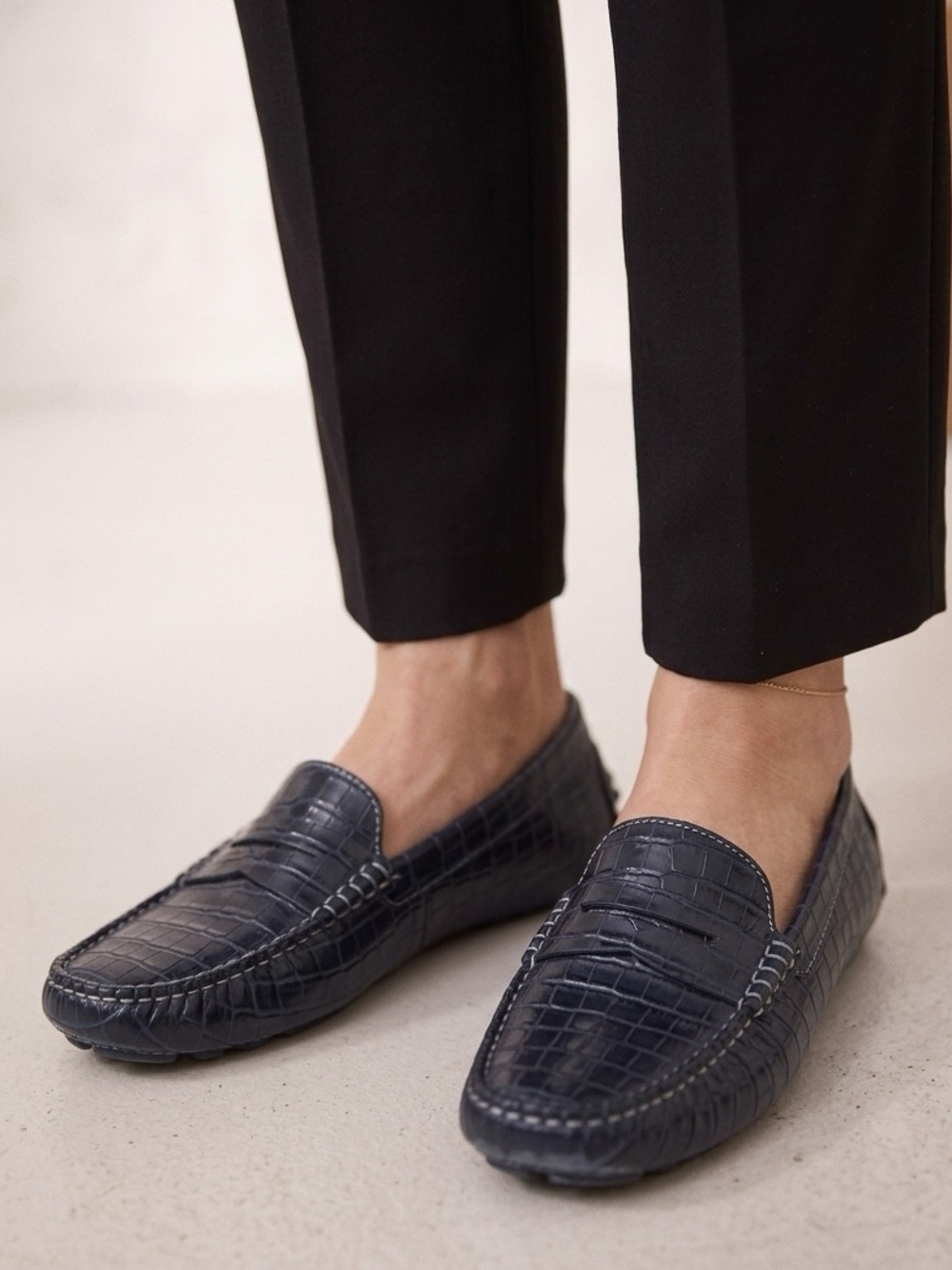 Tod’s Shoes Gommino Croco Penny Driver Loafers Women's Size 6.5 Blue